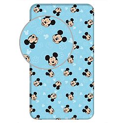 Jerry Fabrics Plátené prestieradlo s gumou Mickey Blue 02, 90 x 200 cm + 25 cm