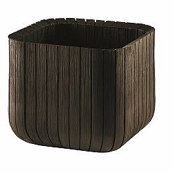 Keter Plastový kvetináč Cube planter M hnedá, 30 x 30 x 30 cm