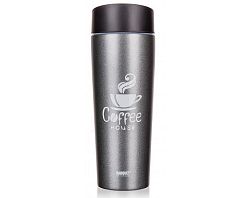 Cestovný termohrnček Coffee 350 ml, šedý%